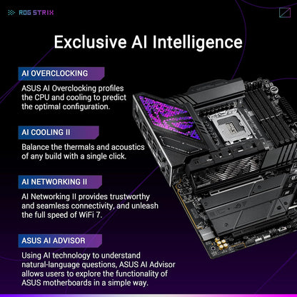 ASUS ROG Strix Z890-E Gaming WiFi Intel Z890 (LGA 1851) ATX Motherboard for Core Ultra (Series 2) (DDR5, PCIe 5.0, 7x M.2, Thunderbolt 4, WiFi 7, 5Gb LAN, AI Overclocking, Aura Sync) (Certified Refurbished)