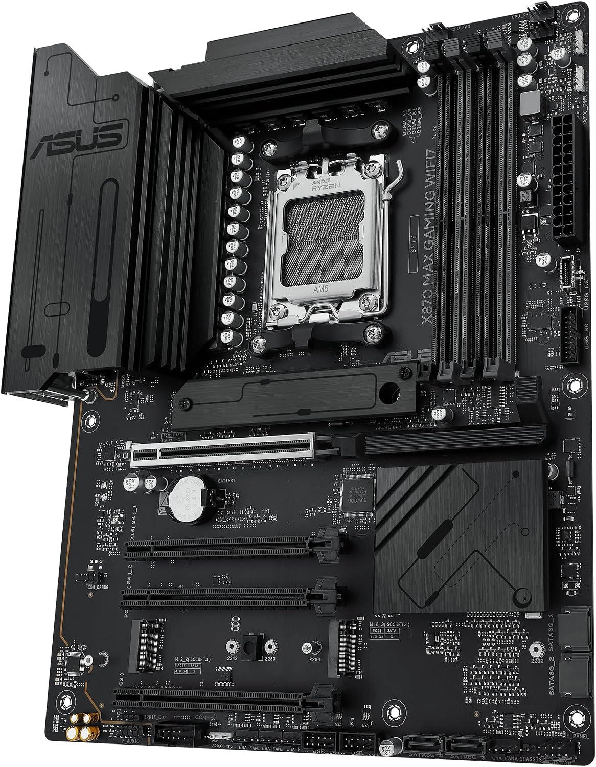 ASUS X870 MAX Gaming WIFI7 AMD AM5 ATX Motherboard, 12+2+1 80A DrMOS, DDR5, PCIe 5.0 x16 Q-Release, 3X M.2, Wi-Fi 7 Q-Antenna, 2.5Gb LAN, USB4 Type-C, USB-C 20Gbps, BIOS Flashback, Aura Sync (Certified Refurbished)