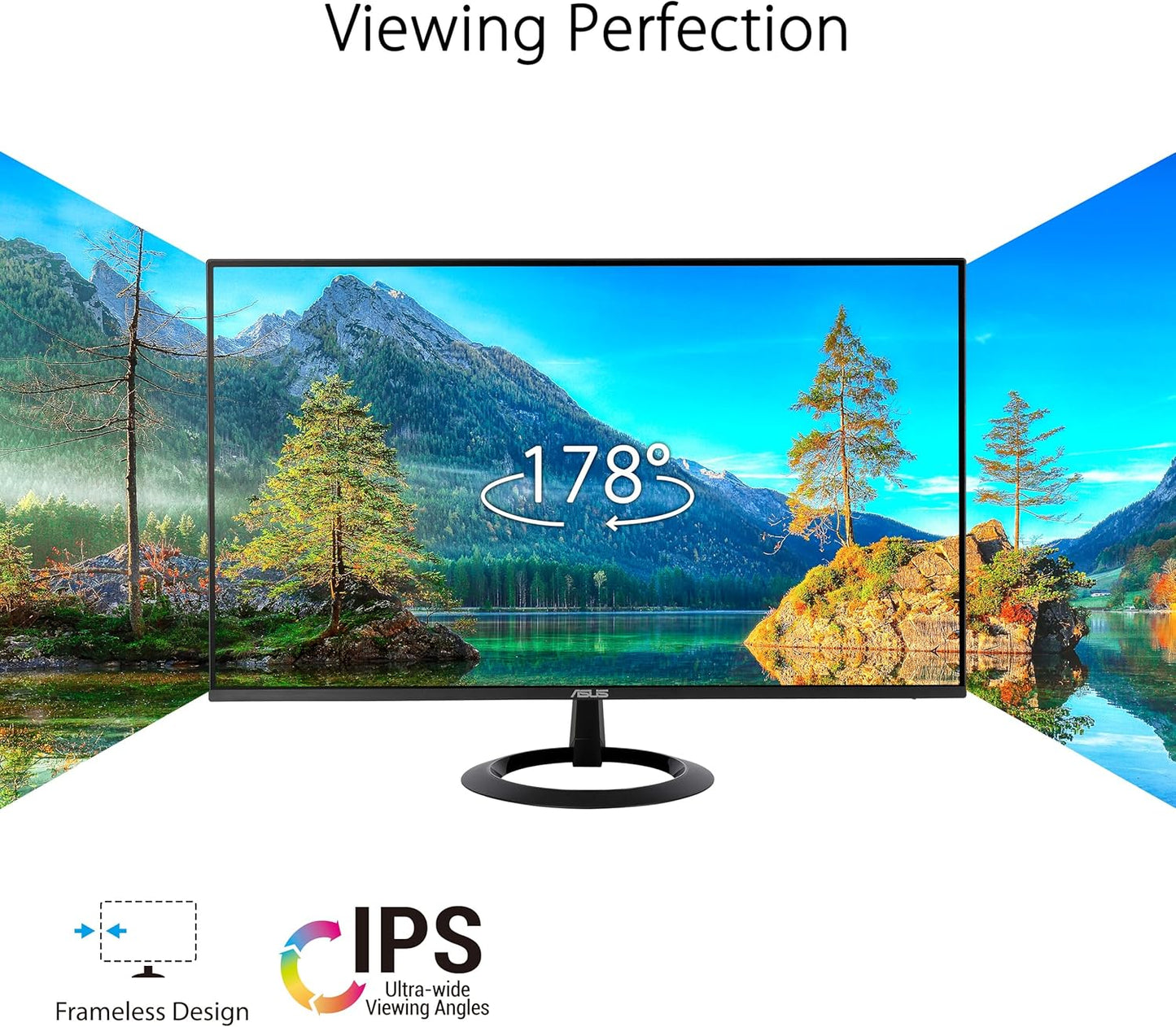 ASUS 24” (23.8-inch viewable) Eye Care Monitor (VZ24EHF) - IPS, Full HD (1920 x 1080), Frameless, 100Hz, Adaptive-Sync, 1ms, HDMI, Low Blue Light, Flicker Free, Ultra-Slim Profile (Certified Refurbished)