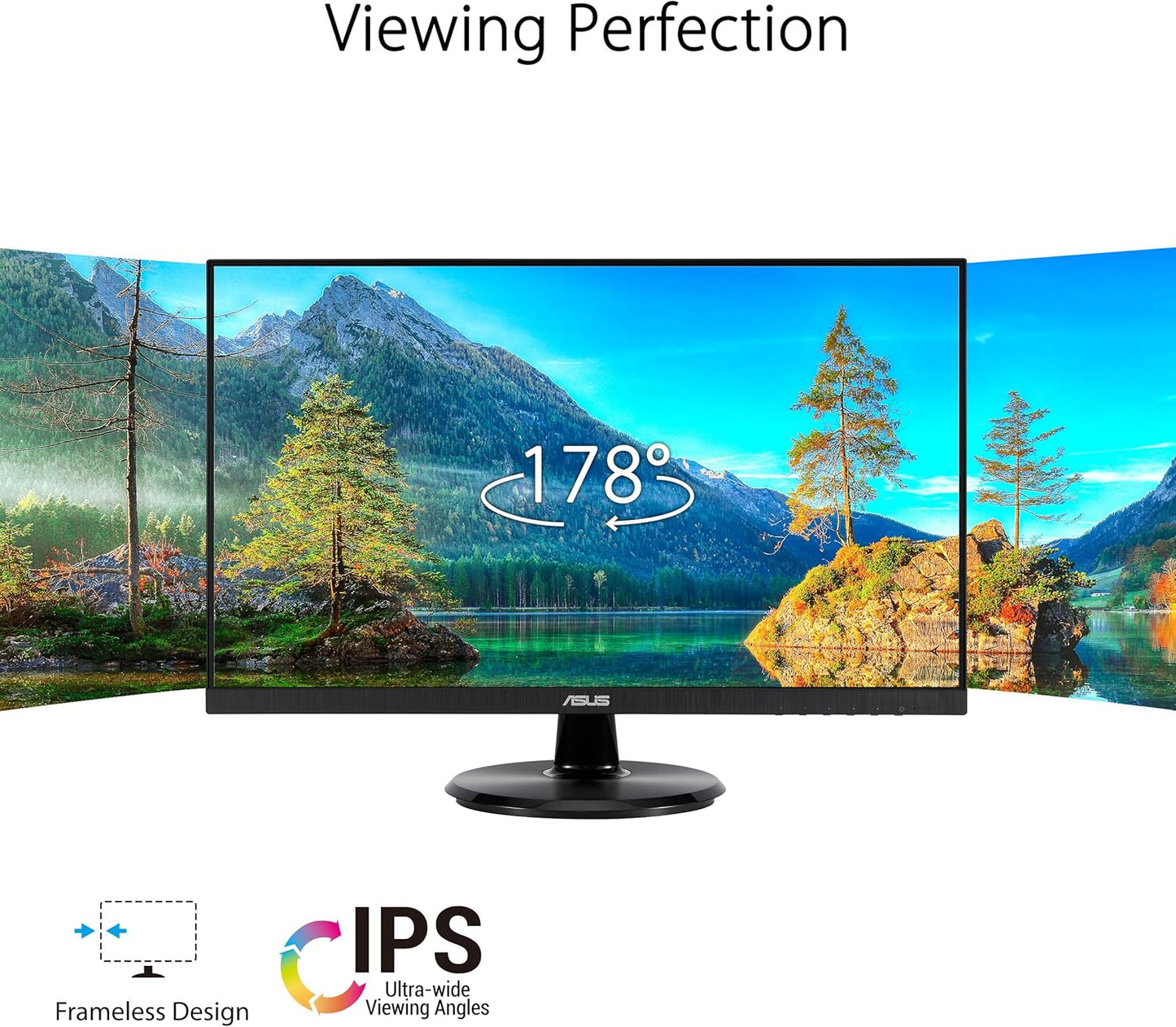 ASUS 24” (23.8-inch viewable) 1080P Eye Care Monitor (VA24DQF) - IPS, Full HD, Frameless, 100Hz, 1ms, Adaptive-Sync, for Working and Gaming, Low Blue Light, Flicker Free, DisplayPort (Certified Refurbished)