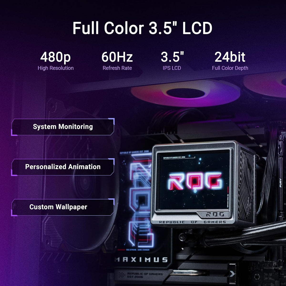 ASUS ROG Ryujin III 360 ARGB Extreme All-in-One Liquid CPU Cooler (360mm Radiator, Asetek 8th Gen Pump, 3.5" LCD Display, Magnetic ARGB Fans, Aura Sync, Intel LGA 1851/1700 & AMD AM5/AM4) (Certified Refurbished)