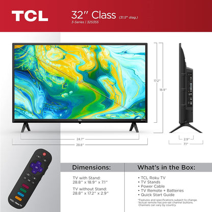 TCL 32" Class 3-Series HD 720p LED Smart Roku TV - 32S355-CA (Refurbished)
