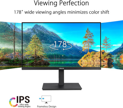 ASUS 23.8” 1080P Monitor (VA24EQSB) - Full HD, IPS, 75Hz, Built-in Speakers, Eye Care, Low Blue Light, Flicker Free, VESA Mountable, Height Adjustment, Frameless, DisplayPort, HDMI, VGA, USB Hub (Certified Refurbished)
