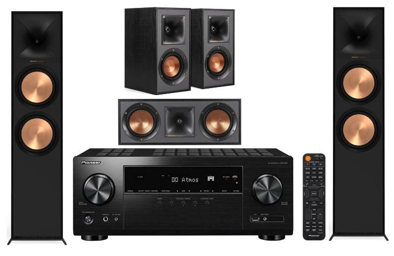 Pioneer VSX-935 7.2 Channel 8K Ultra HD Network AV Receiver | Klipsch R-800F Floor Standing Speaker Bundle (Certified Refurbished)