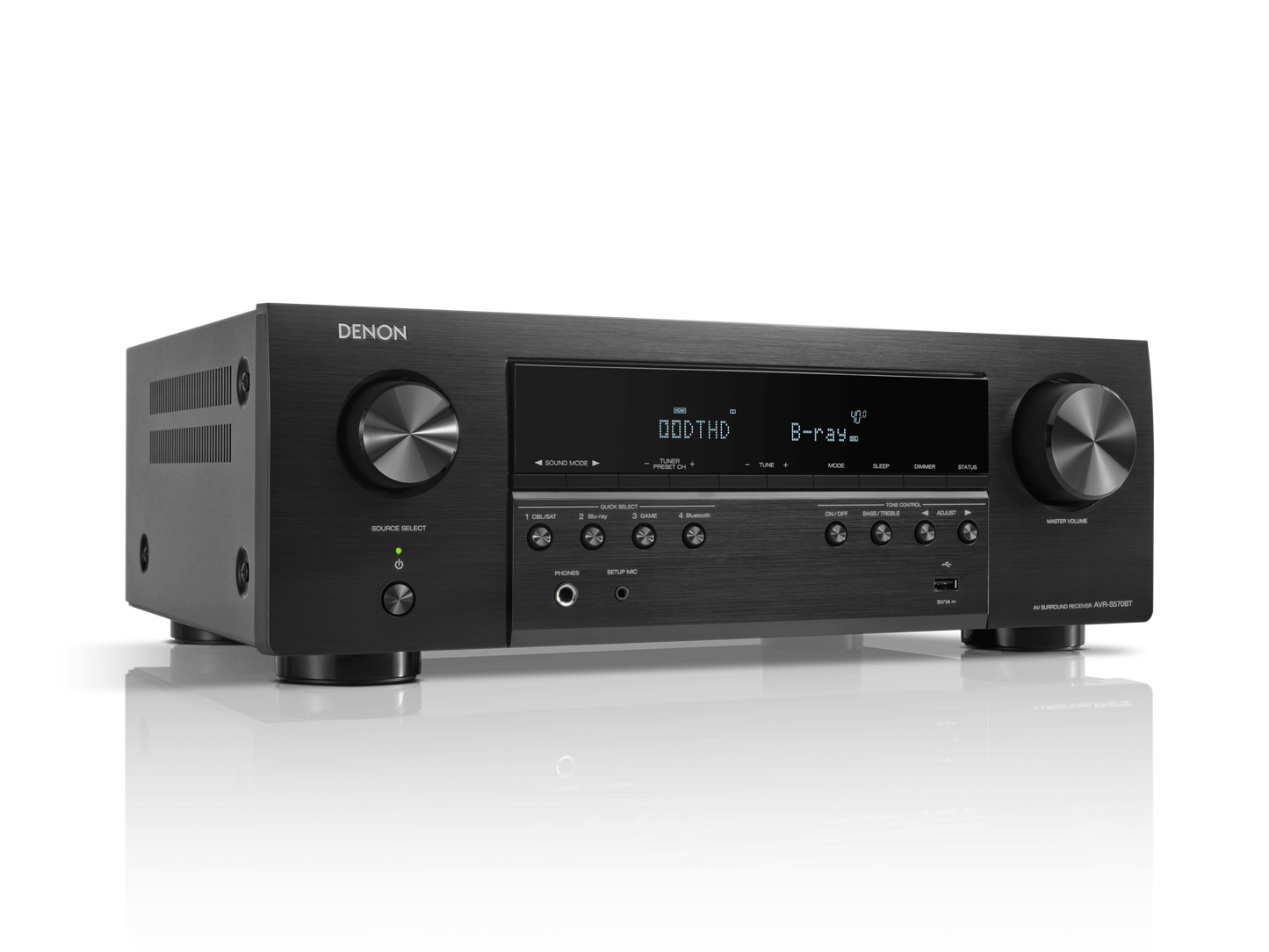 Denon AVR-S570BT 5.2 Ch. 70W 8K AV Receiver with Dolby Atmos (Refurbished)