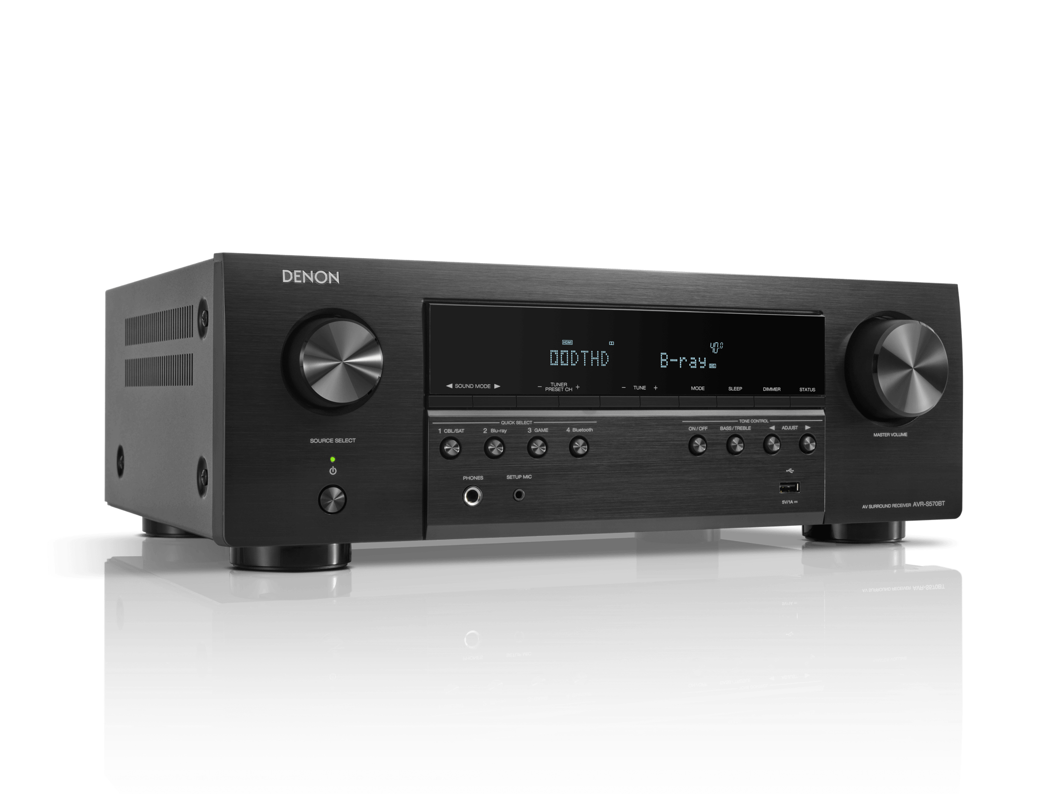 Denon AVR-S570BT 5.2 Ch. 70W 8K AV Receiver with Dolby Atmos (Refurbished)