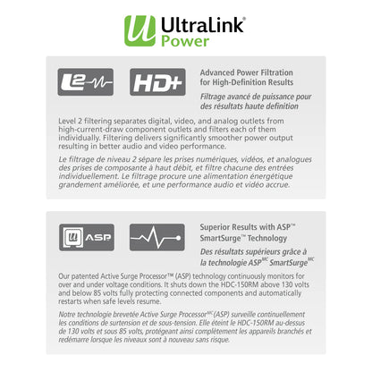 Ultralink 8 Outlet Power Conditioner With 15 Amp Circuit Breaker (HDC150RM)