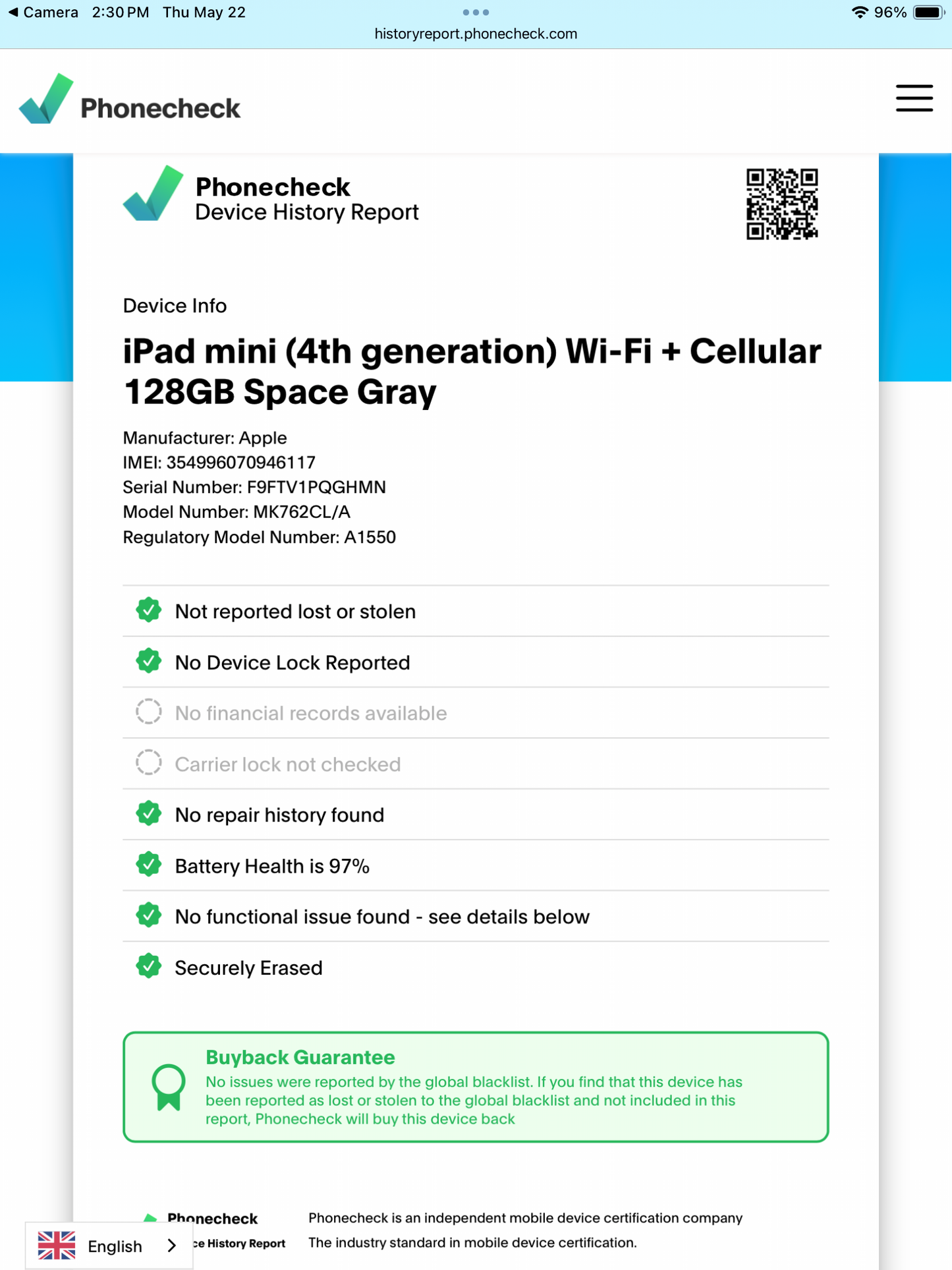 Apple iPad Mini 4th Generation (Wi-Fi + Cellular) (Refurbished)