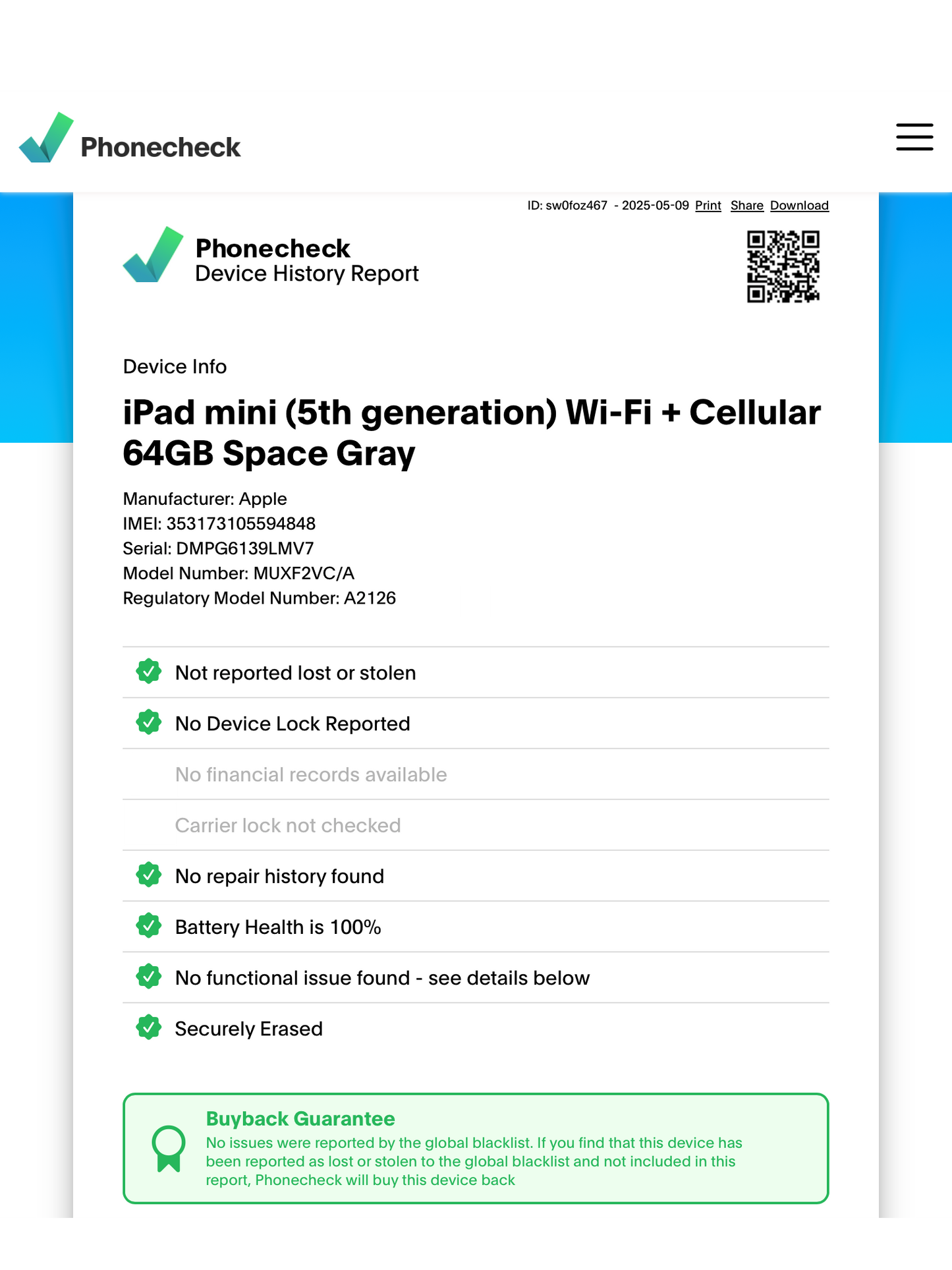 Apple iPad Mini 5th Generation (Wi-Fi + Cellular - Unlocked) (Refurbished)