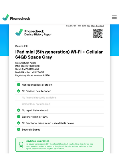 Apple iPad Mini 5th Generation (Wi-Fi + Cellular - Unlocked) (Refurbished)