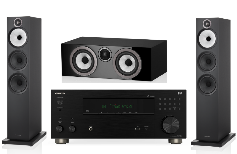 Onkyo TX-RZ30 A/V Receiver + Bowers & Wilkins 3.1 Speaker Setup (Certified Refurbished)