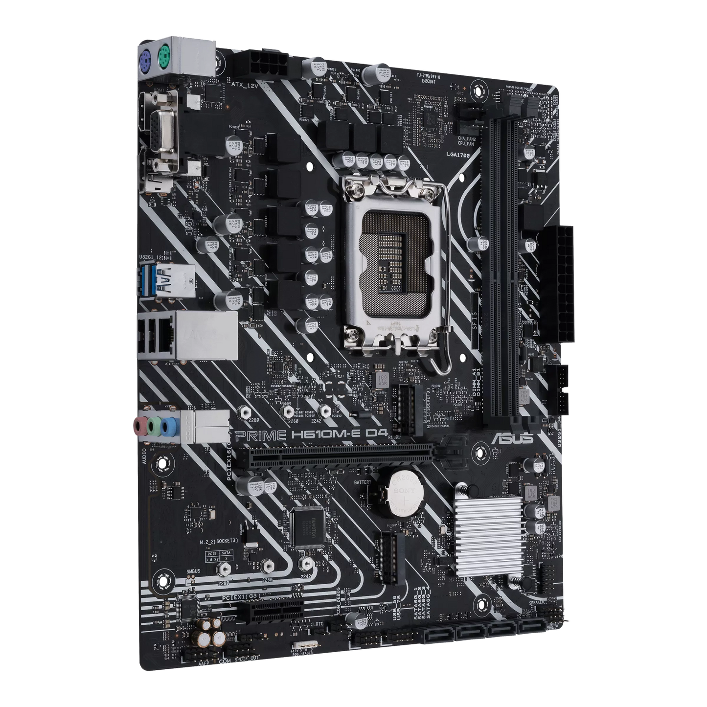 Asus PRIME H610M-E D4-CSM Intel H610 (LGA 1700) mic-ATX Motherboard with DDR4, PCIe 4.0, dual M.2 slots, Realtek 1 Gb Ethernet, DisplayPort, HDMI, D-Sub, USB 3.2 Gen 1 ports, SATA 6 Gbps, COM header, RGB header (Certified Refurbished)