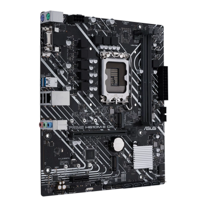 Asus PRIME H610M-E D4-CSM Intel H610 (LGA 1700) mic-ATX Motherboard with DDR4, PCIe 4.0, dual M.2 slots, Realtek 1 Gb Ethernet, DisplayPort, HDMI, D-Sub, USB 3.2 Gen 1 ports, SATA 6 Gbps, COM header, RGB header (Certified Refurbished)