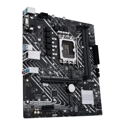 Asus PRIME H610M-E D4-CSM Intel H610 (LGA 1700) mic-ATX Motherboard with DDR4, PCIe 4.0, dual M.2 slots, Realtek 1 Gb Ethernet, DisplayPort, HDMI, D-Sub, USB 3.2 Gen 1 ports, SATA 6 Gbps, COM header, RGB header (Certified Refurbished)