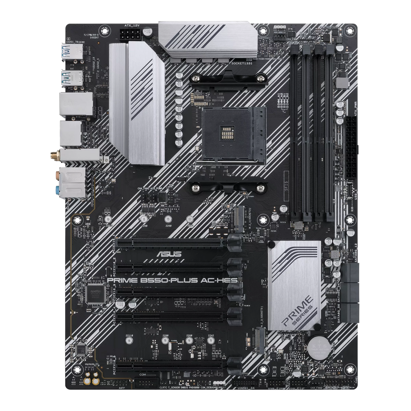 ASUS Prime B550-PLUS AC-HES AMD AM4 (3rd Gen Ryzen) ATX motherboard (dual M.2, PCIe 4.0, WIFI 5, 1 Gb Ethernet, DisplayPort/HDMI, SATA 6 Gbps, USB 3.2 Gen 2 Type-C, front USB 3.2 G (Certified Refurbished)