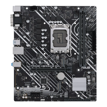 Asus PRIME H610M-E D4-CSM Intel H610 (LGA 1700) mic-ATX Motherboard with DDR4, PCIe 4.0, dual M.2 slots, Realtek 1 Gb Ethernet, DisplayPort, HDMI, D-Sub, USB 3.2 Gen 1 ports, SATA 6 Gbps, COM header, RGB header (Certified Refurbished)