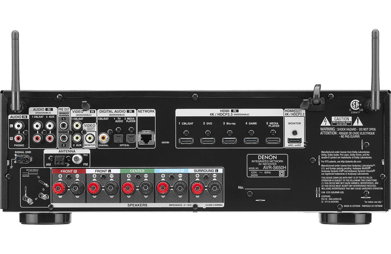 Denon AVR-S650H 5.2 Channel (150W X 5) A/V Receiver 4K UHD Home Theater Surround Sound (2019) | Music Streaming | Wi-Fi, Bluetooth, AirPlay 2, Alexa (Certified Refurbished)