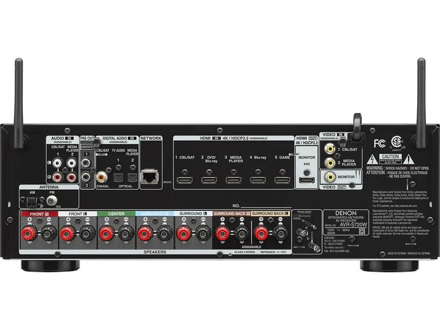 Denon AVR-S720W 7.2-channel home theater receiver with Wi-Fi, Bluetooth, Apple® AirPlay, and Dolby Atmos (Certified Refurbished)