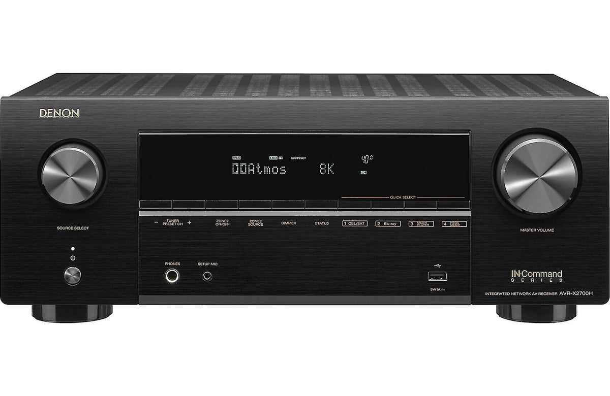 Denon AVR-X2700H 7.2-channel home theatre receiver with Wi-Fi, Bluetooth, Apple AirPlay 2, and Amazon Alexa compatibility (Refurbished)
