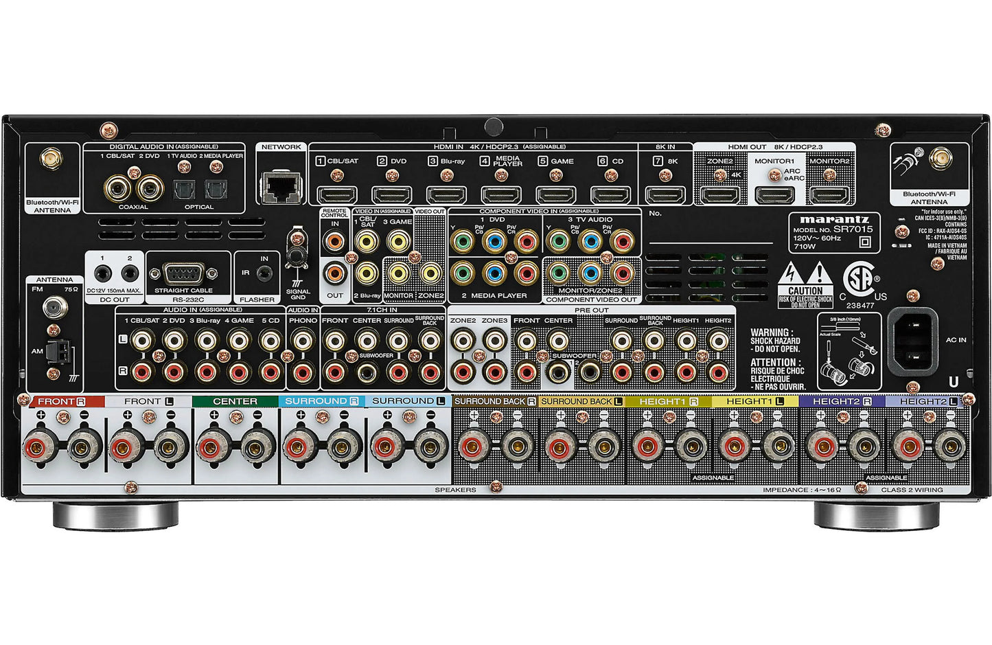 Marantz SR7015 9.2-channel home theatre receiver with Dolby Atmos, Wi-Fi, Bluetooth, Apple AirPlay 2, and Amazon Alexa compatibilit (Refurbished)