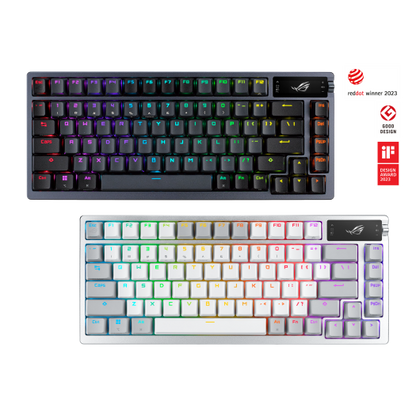 ASUS ROG Azoth 75 Wireless DIY Custom Gaming Keyboard, OLED Display, Gasket-Mount, Three-Layer Dampening, Hot-Swappable Pre-lubed ROG NX Red Switches & Keyboard Stabilizers, ABS Keycaps, RGB-Black (Certified Refurbished)