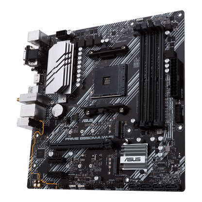 ASUS Prime B550M-A WiFi AMD (Ryzen AM4) micro ATX Motherboard with dual M.2, PCIe 4.0, Intel® WiFi 6, 1 Gb Ethernet, HDMI/D-Sub/DVI, SATA 6 Gbps, USB 3.2 Gen 2 Type-A, and Aura Sync RGB headers support (Certified Refurbished)