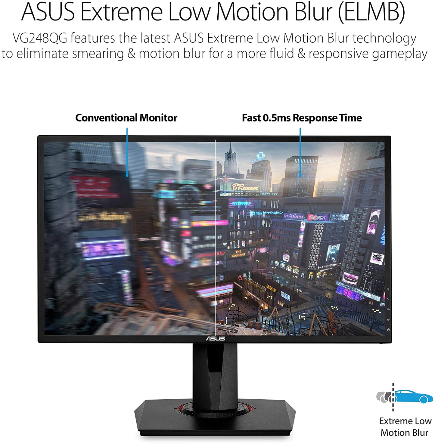 ASUS VG248QG Gaming Monitor - 24”, Full HD, 0.5ms*, 165Hz(overclockable),G-SYNC Compatible, Adaptive-Sync (Certified Refurbished)