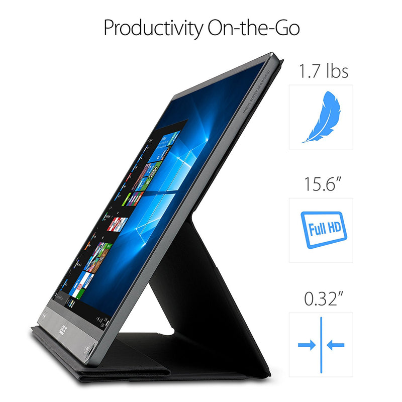 ASUS ZenScreen MB16AC Portable USB Monitor- 15.6 inch Full HD, Hybrid Signal Solution, USB Type-C, Flicker Free, Blue Light Filter (Certified