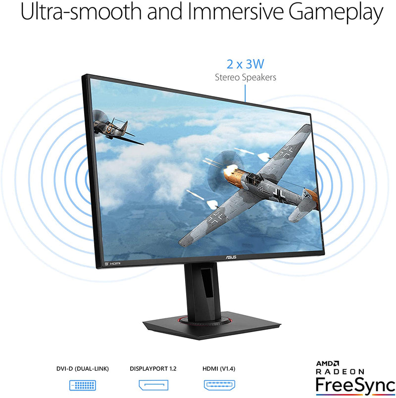 ASUS VG279Q G-SYNC Compatible Gaming Monitor - 27inch, Full HD, IPS, 1ms (MPRT), 144Hz, Adaptive-Sync (Certified Refurbished)