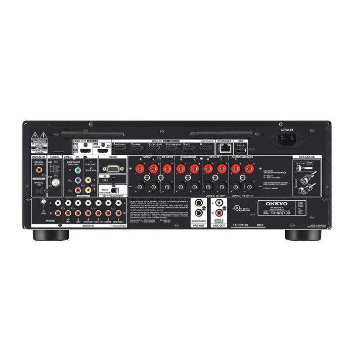 Onkyo TX-NR7100 9.2-Channel 8K/4K Network A/V Receiver, 220W Per Channel at 6 Ohms (Certified Refurbished)