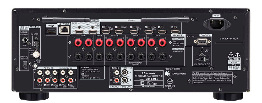 Pioneer VSX-LX104 7.2 Dolby Atmos® DTS:X Bluetooth A/V Receiver (Certified Refurbished)