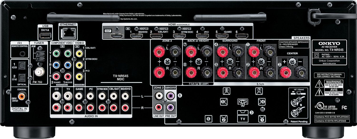 Onkyo TX-NR545 7.2-Channel Receiver (Certified Refurbished