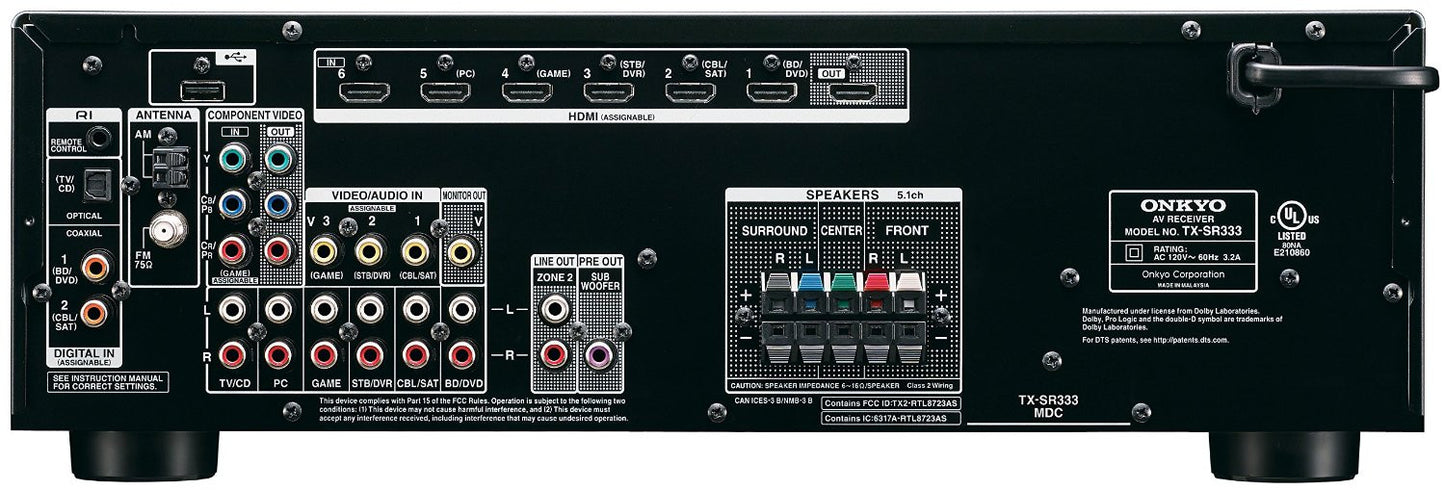 Onkyo TX-SR333 5.1-Channel 3-D Receiver (B-STOCK)
